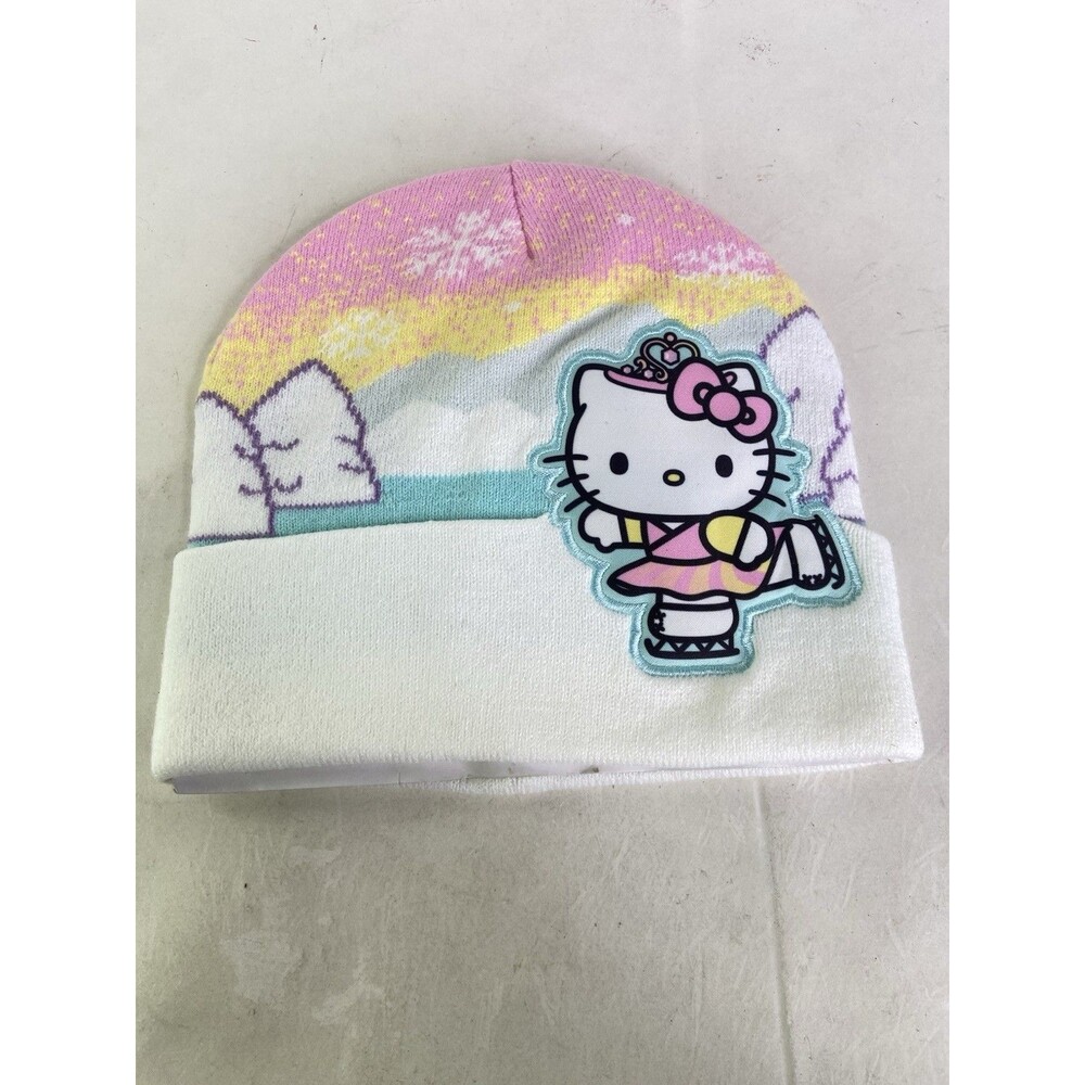 Hello Kitty Princess Ice Skating Cuffed Beanie Hat Cap Girls OSFM